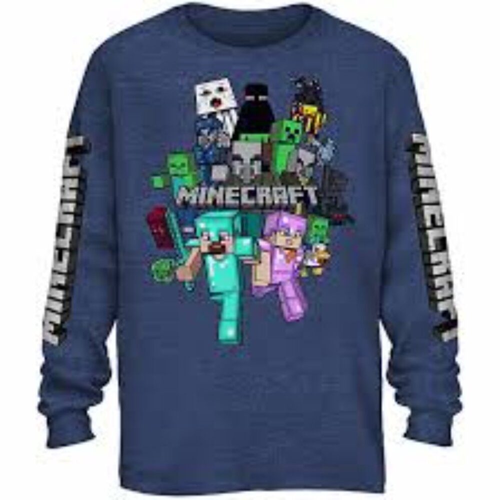 Minecraft Characters Creeper Enderman Long Sleeve shirt Size Small